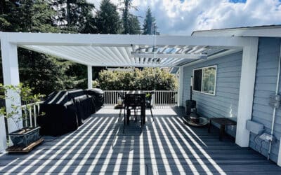New Deck with Custom Aluminum Railings & Louvered Roof